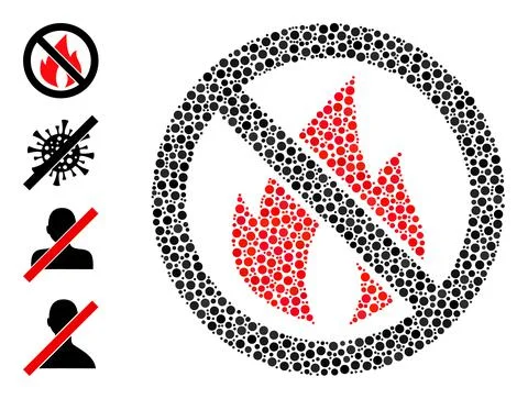 Dotted Stop Fire Composition of Circles and Bonus Icons 库存插图
