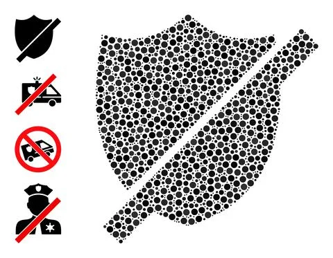 Dotted Stop Shield Composition of Rounded Dots with Similar Icons 스톡 일러스트