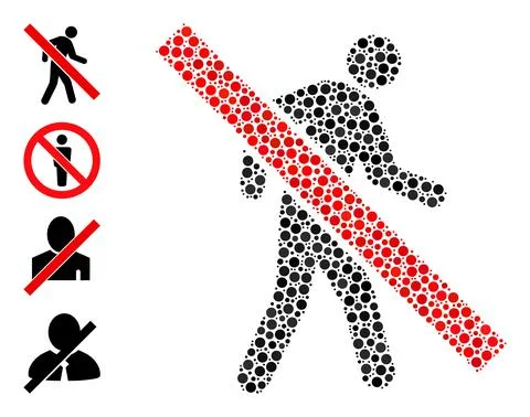 Dotted Stop Walking Pedestrian Mosaic of Circles with Other Icons Stock Illustration