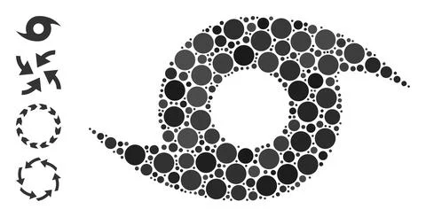 Dotted Storm Whirlpool Collage of Round Dots and Bonus Icons Stock Illustration