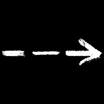 Dotted straight arrow, handwritten with chalk or brush on black background. Stock Illustration