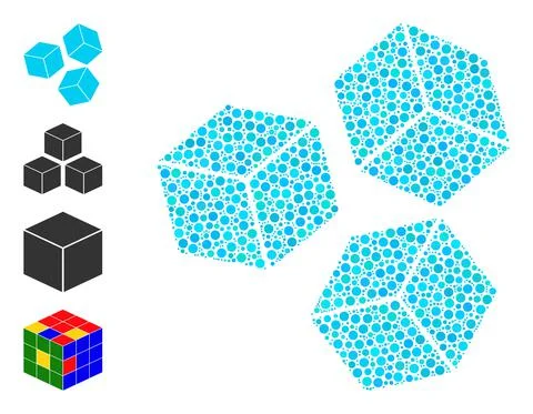 Dotted Sugar Cubes Collage of Round Dots and Other Icons Illustrazione stock