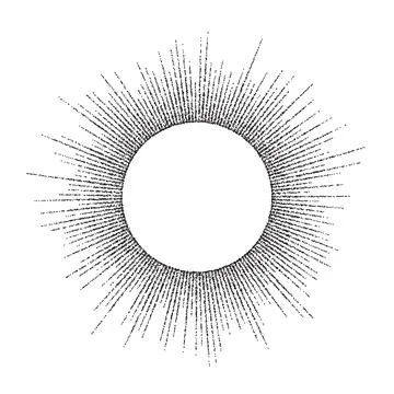 Dotted sunbeam round frame. Black grainy sunburst text template. Textured Stock Illustration