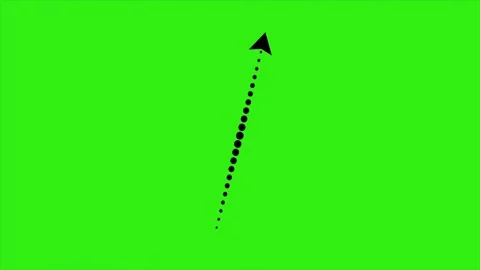Dotted tapered upward arrow line animation loop on bright green screen Stock Footage 314510445