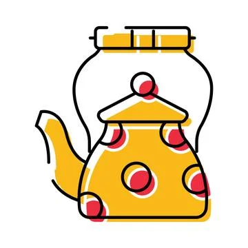 Dotted tea kettle preparing hot morning beverage Stock Illustration