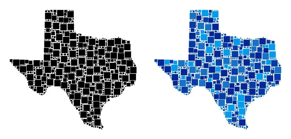 Dotted Texas Map with Blue Version Illustrazione stock