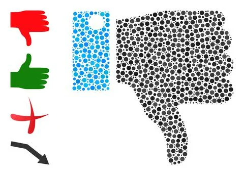 Dotted Thumb Down Collage of Round Dots with Other Icons Illustrazione stock