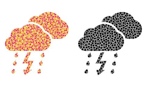 Dotted Thunderstorm Mosaic Icons 스톡 일러스트
