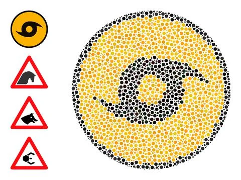 Dotted Tornado Danger Collage of Rounded Dots and Bonus Icons Stock Illustration