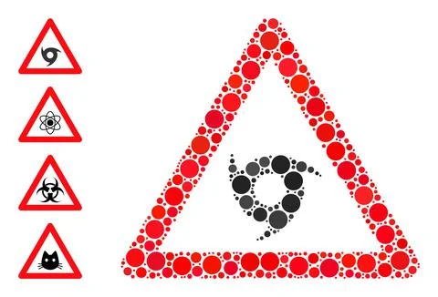 Dotted Tornado Warning Collage of Rounded Dots with Similar Icons Stock Illustration