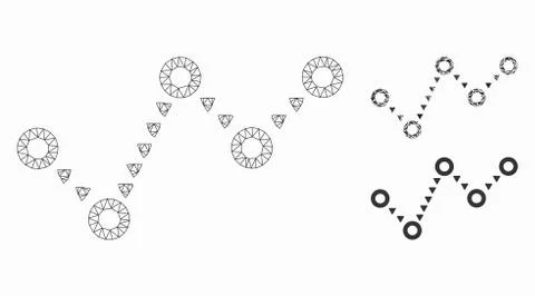 Dotted Trend Vector Mesh 2D Model and Triangle Mosaic Icon Stock Illustration