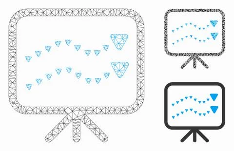 Dotted Trends Board Vector Mesh 2D Model and Triangle Mosaic Icon Stock Illustration