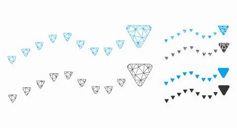 Dotted Trends Vector Mesh Carcass Model and Triangle Mosaic Icon Stock Illustration