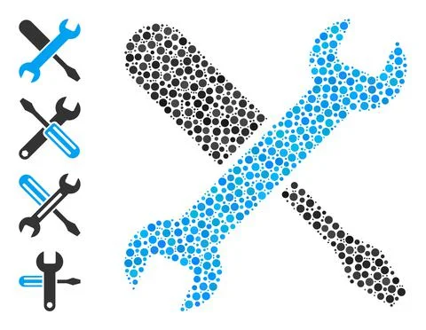 Dotted Tuning Collage of Circles and Similar Icons 스톡 일러스트