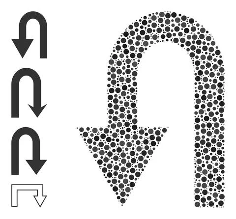Dotted Turn Back Collage of Rounded Dots with Similar Icons Stock Illustration