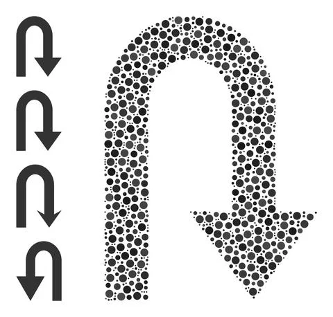 Dotted Turn Back Composition of Rounded Dots with Bonus Icons Illustrazione stock