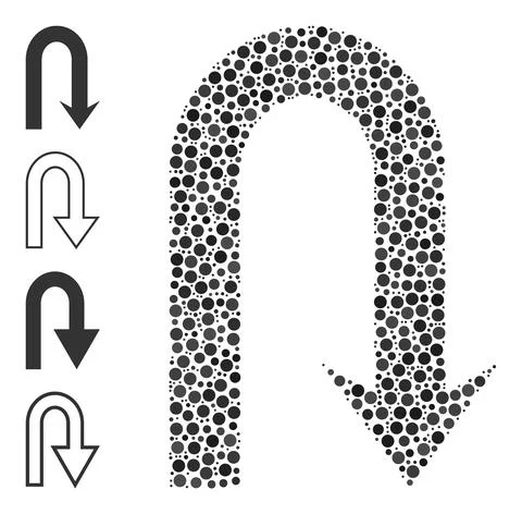 Dotted Turn Back Mosaic of Round Dots with Other Icons Illustrazione stock