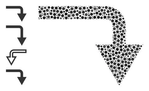 Dotted Turn Down Composition of Rounded Dots with Other Icons Illustrazione stock