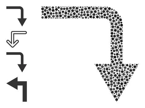 Dotted Turn Down Mosaic of Round Dots and Bonus Icons 스톡 일러스트
