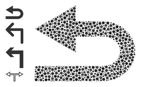 Dotted Turn Left Collage of Circles and Bonus Icons Stock Illustration