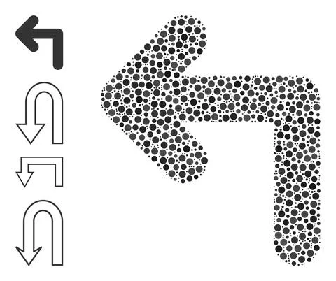 Dotted Turn Left Collage of Circles and Other Icons Illustrazione stock