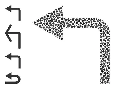 Dotted Turn Left Collage of Circles and Similar Icons Illustrazione stock
