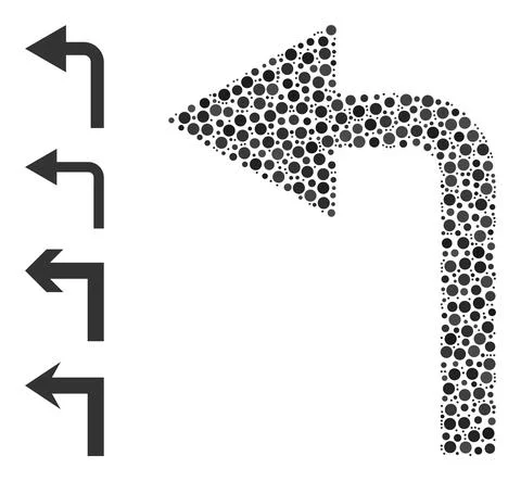 Dotted Turn Left Collage of Round Dots with Bonus Icons Illustrazione stock
