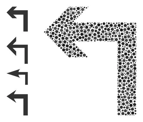 Dotted Turn Left Composition of Round Dots and Other Icons Illustrazione stock