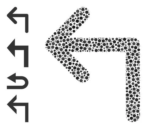 Dotted Turn Left Mosaic of Round Dots with Similar Icons Illustrazione stock
