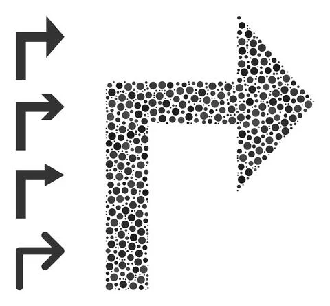 Dotted Turn Right Composition of Circles and Similar Icons 스톡 일러스트