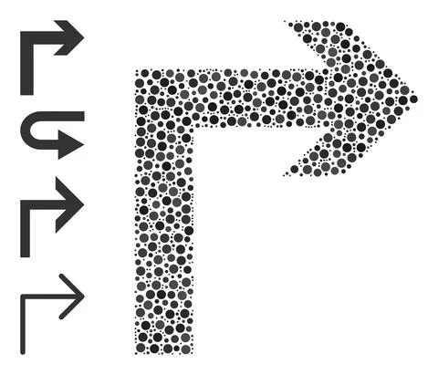 Dotted Turn Right Mosaic of Rounded Dots and Similar Icons 스톡 일러스트