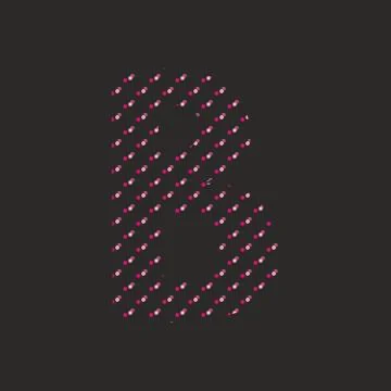 Dotted vector alphabet letter isolated on black backgroundB Stock Illustration