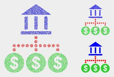 Dotted Vector Bank Hierarchy Icons Illustrazione stock