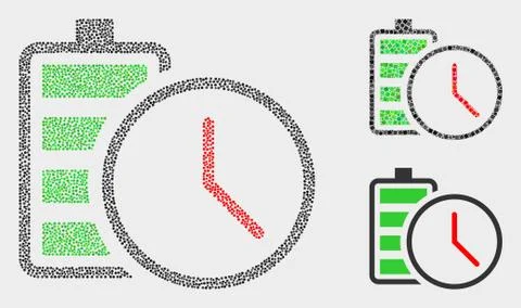 Dotted Vector Battery Charge Time Icons 스톡 일러스트