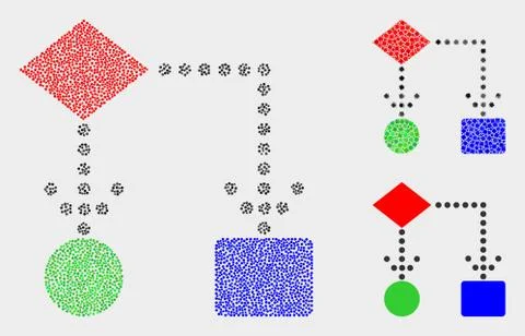 Dotted Vector Block Diagram Icons Illustrazione stock