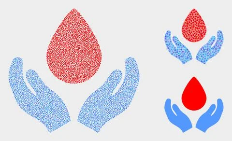 Dotted Vector Blood Care Hands Icons Stock Illustration