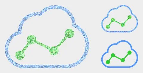 Dotted Vector Cloud Chart Icons Stock Illustration