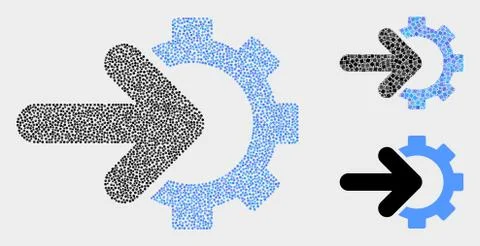 Dotted Vector Cog Arrow Integration Icons 스톡 일러스트