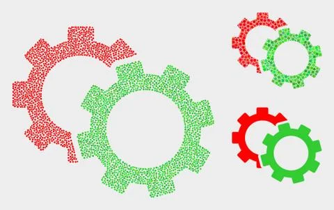 Dotted Vector Cogs Icons Stock Illustration