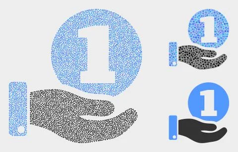 Dotted Vector Coin Donation Hand Icons Stock Illustration