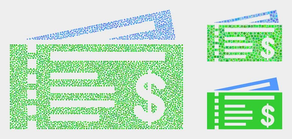 Dotted Vector Dollar Cheques Icons Stockillustratie