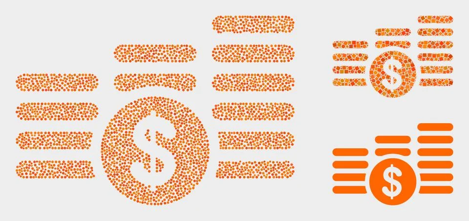 Dotted Vector Dollar Coin Stacks Icons イラスト素材