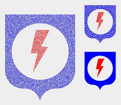 Dotted Vector Electric Shield Icons Illustrazione stock