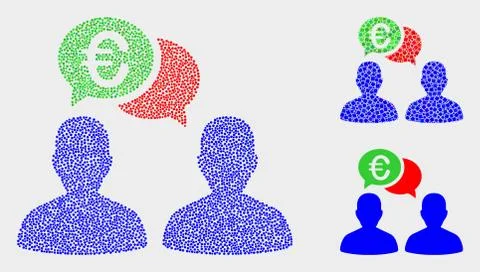 Dotted Vector Euro People Chat Icons Illustrazione stock