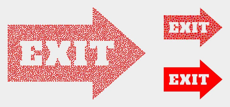 Dotted Vector Exit Arrow Icons Illustrazione stock