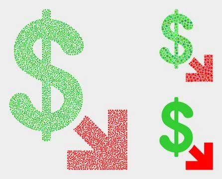 Dotted Vector Export Dollar Icons Illustrazione stock