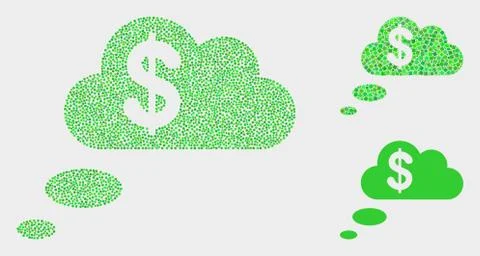 Dotted Vector Financial Dream Clouds Icons Stockillustratie
