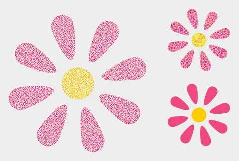 Dotted Vector Flower Icons Illustrazione stock