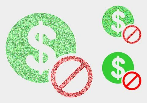 Dotted Vector Forbidden Dollar Icons Illustrazione stock