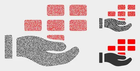Dotted Vector Hand Offer Bricks Icons Illustrazione stock